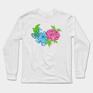 Flowers pink ans blue Long Sleeve T-Shirt